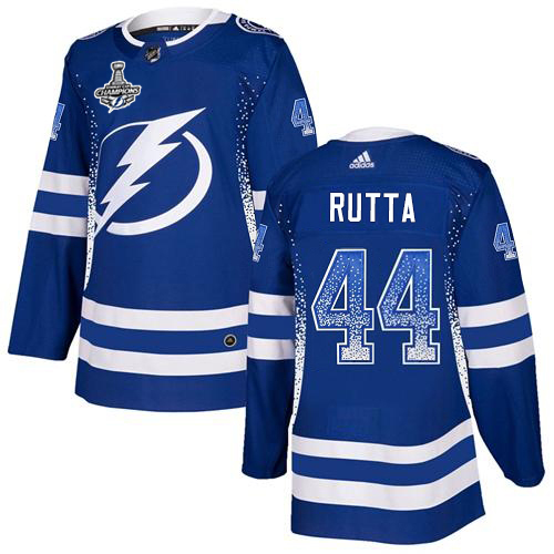 Adidas Tampa Bay Lightning Men #44 Jan Rutta Blue Home Authentic Drift Fashion 2020 Stanley Cup Champions Stitched NHL Jersey